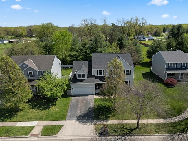 aerial view featuring a residential view