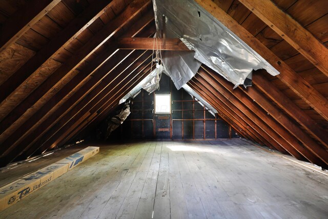 view of unfinished attic