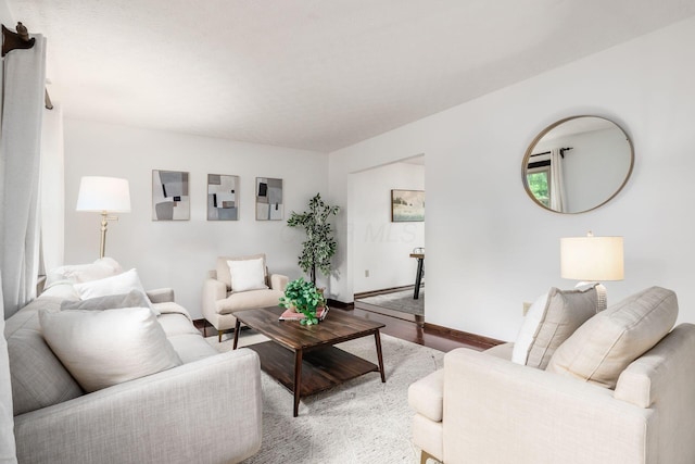 living area featuring light wood-style floors