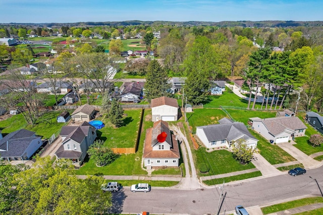 aerial view with a residential view