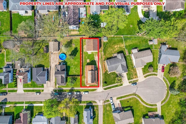 aerial view with a residential view