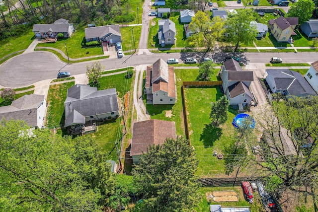 birds eye view of property with a residential view