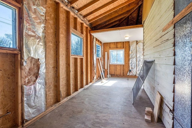 interior space with vaulted ceiling