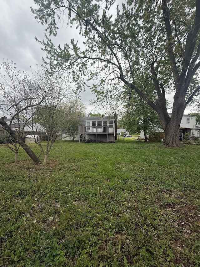 view of yard with a deck