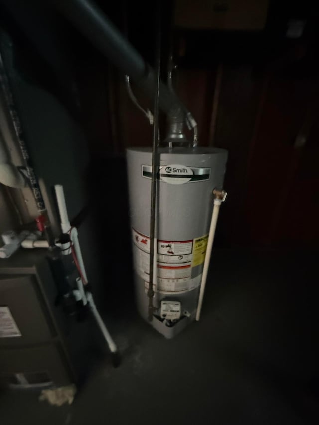 utility room with gas water heater
