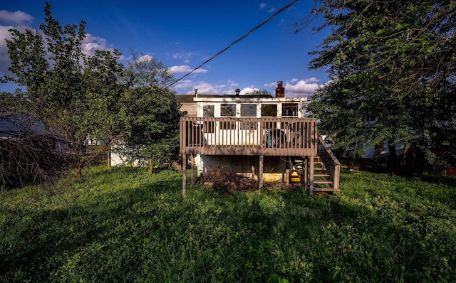 2987 Olivette Rd, Columbus, OH 43232 - back of property with stairway, a deck, and a chimney