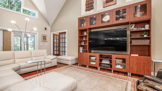 87 Dartmouth Rd SE, Hebron, OH 43025 - living area featuring high vaulted ceiling and wood finished floors