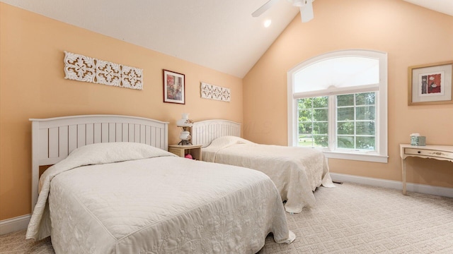 87 Dartmouth Rd SE, Hebron, OH 43025 - carpeted bedroom with baseboards, ceiling fan, and vaulted ceiling