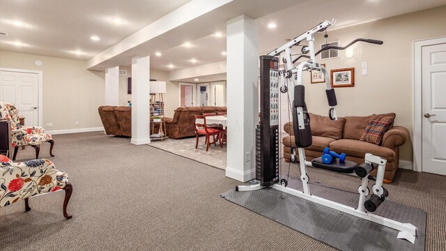 87 Dartmouth Rd SE, Hebron, OH 43025 - living area with carpet, recessed lighting, and baseboards