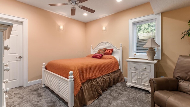 87 Dartmouth Rd SE, Hebron, OH 43025 - bedroom with baseboards, recessed lighting, a ceiling fan, and carpet flooring
