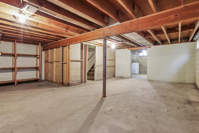 unfinished below grade area with stairway
