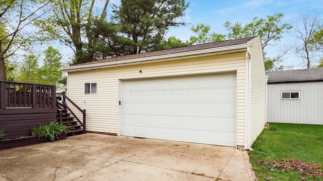 view of detached garage