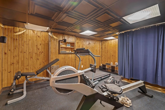 4611 Meghans Run, Batavia, OH 45103 - workout room with an ornate ceiling, baseboards, and wood walls
