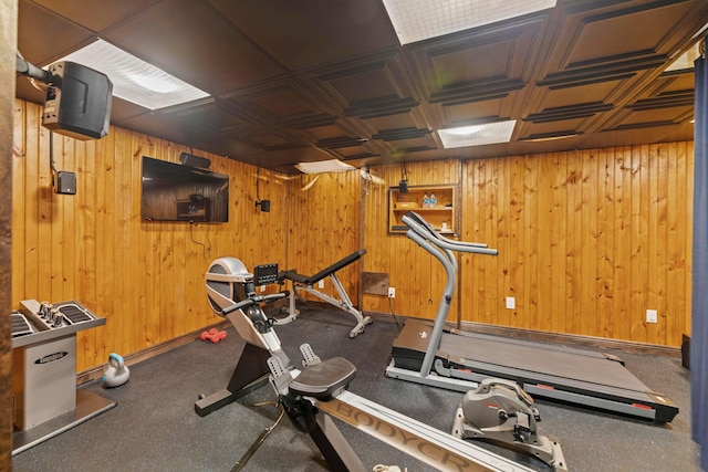4611 Meghans Run, Batavia, OH 45103 - workout room featuring wooden walls, baseboards, and an ornate ceiling