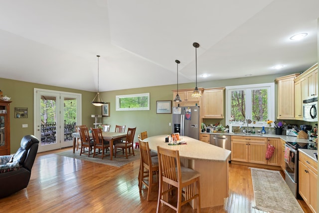 4611 Meghans Run, Batavia, OH 45103 - kitchen with stainless steel appliances, a sink, a healthy amount of sunlight, and light wood-type flooring