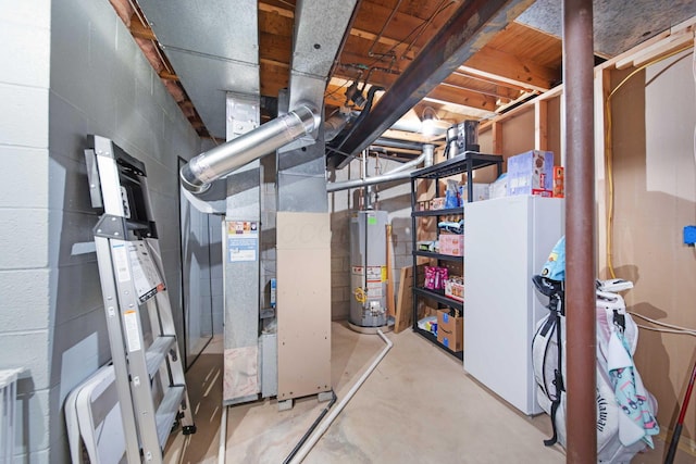 utility room with water heater