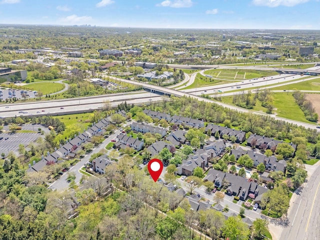 bird's eye view with a residential view
