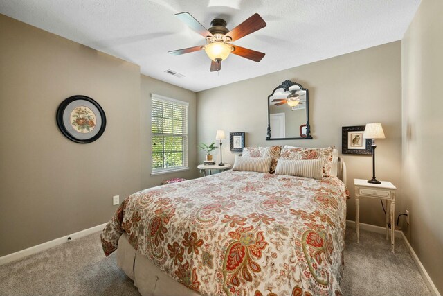6767 Burnside Ln, Dublin, OH 43016 - bedroom with visible vents, ceiling fan, carpet floors, and baseboards