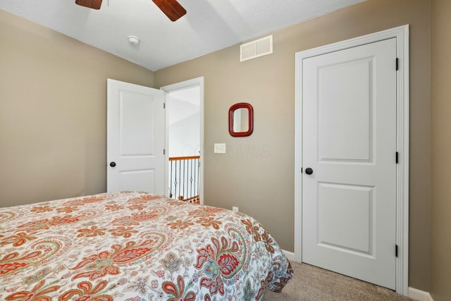 6767 Burnside Ln, Dublin, OH 43016 - carpeted bedroom featuring visible vents, ceiling fan, and baseboards