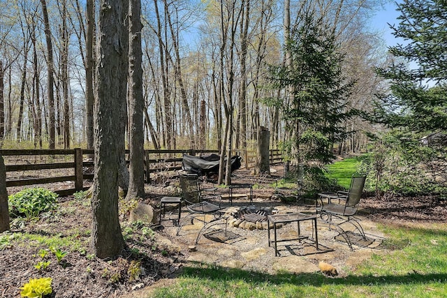 6767 Burnside Ln, Dublin, OH 43016 - view of yard with fence and an outdoor fire pit
