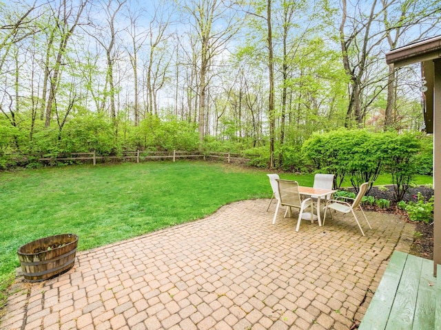 view of patio / terrace with a fenced backyard and outdoor dining space