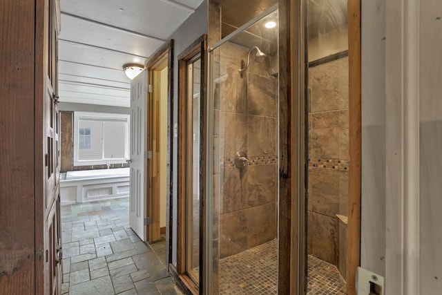 423 Hudson Ave, Newark, OH 43055 - full bath featuring stone tile flooring and a stall shower