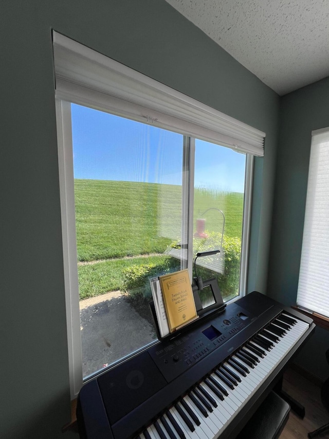 room details featuring a textured ceiling