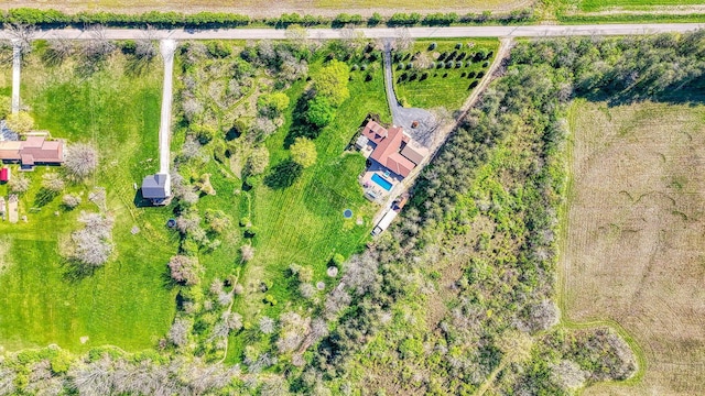 bird's eye view with a rural view
