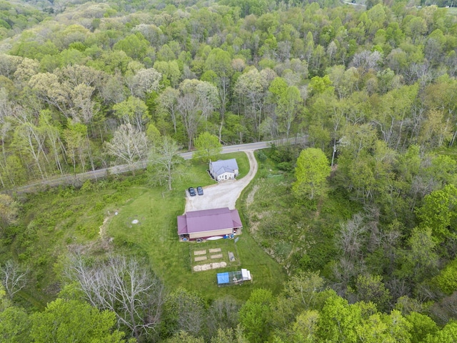 aerial view with a forest view