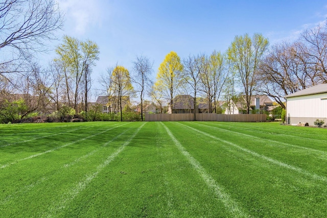 view of yard with fence and a residential view