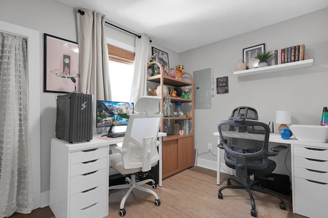 home office featuring electric panel