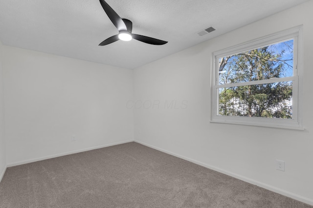 7847 Maplecreek Ct, Powell, OH 43065 - empty room with baseboards, a ceiling fan, carpet flooring, and visible vents
