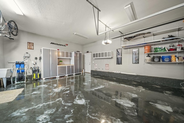 garage with a garage door opener