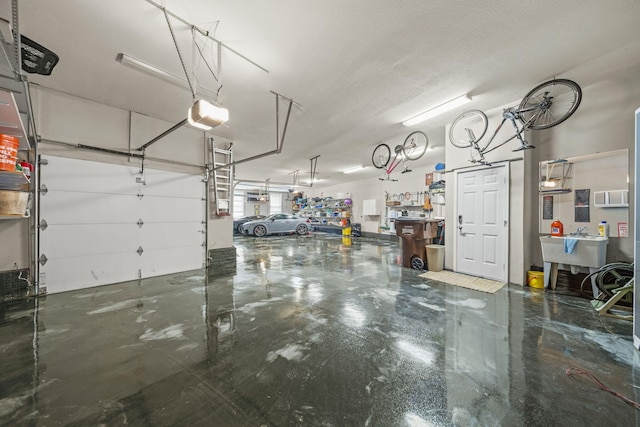 garage with a garage door opener