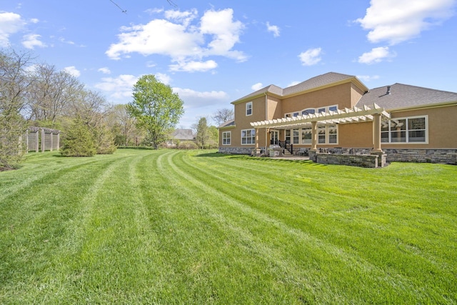 view of yard with a patio area and a pergola