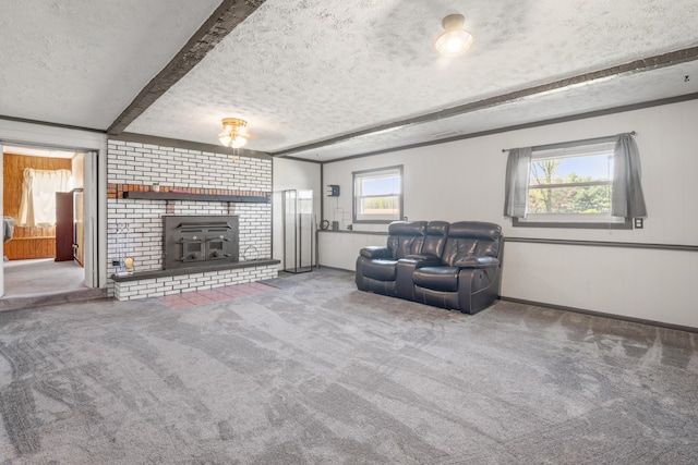 14 Stoney Ridge Dr SW, Pataskala, OH 43062 - carpeted living area featuring a textured ceiling and a fireplace