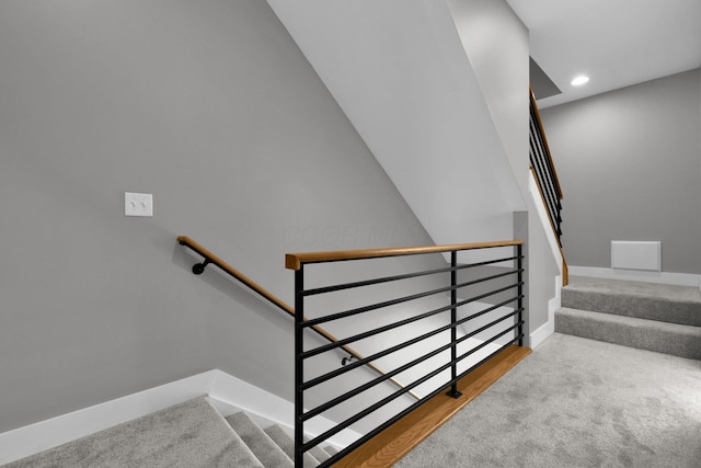 754 N 6th St, Columbus, OH 43215 - stairs featuring carpet floors, recessed lighting, and baseboards
