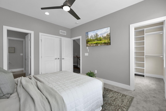 754 N 6th St, Columbus, OH 43215 - bedroom featuring ceiling fan, visible vents, baseboards, a closet, and carpet
