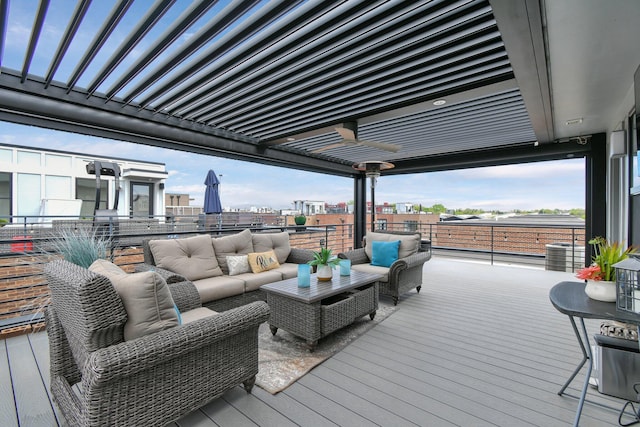 754 N 6th St, Columbus, OH 43215 - wooden terrace with an outdoor hangout area and a view of city