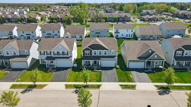 bird's eye view with a residential view