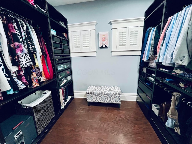 spacious closet with wood finished floors