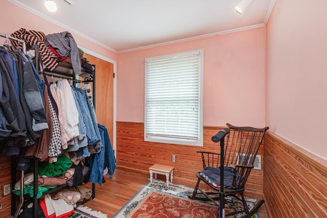 walk in closet featuring wood finished floors