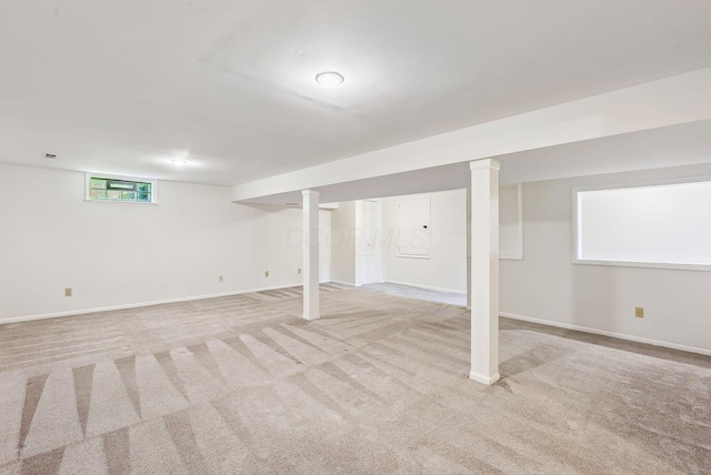 3186 Bowdoin Cir, Columbus, OH 43204 - basement with light carpet and baseboards