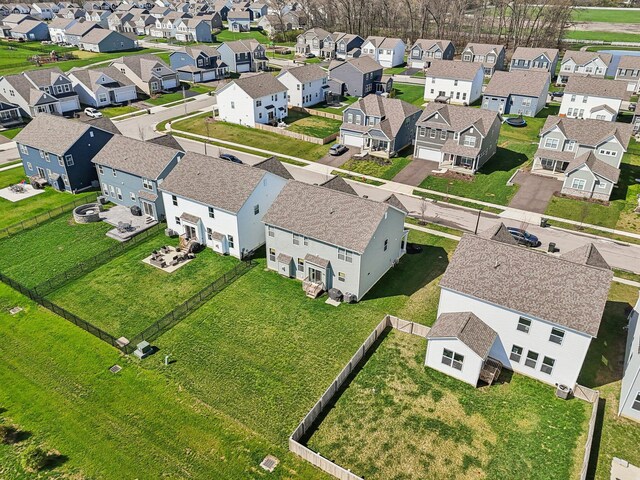 birds eye view of property with a residential view