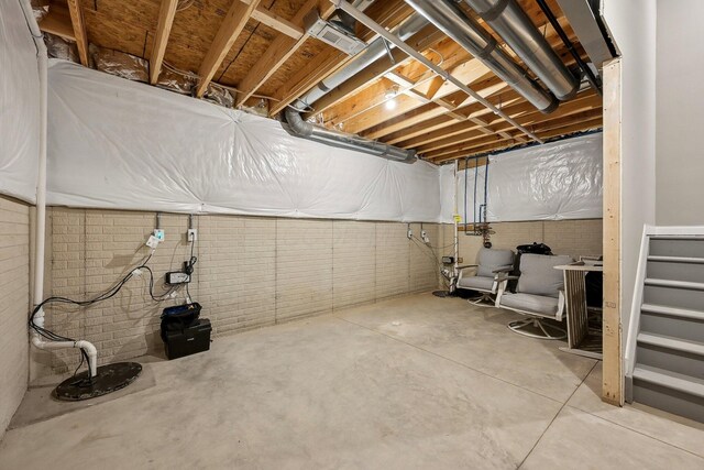 view of unfinished basement