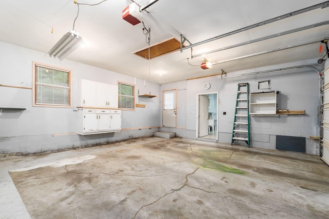 garage with a garage door opener
