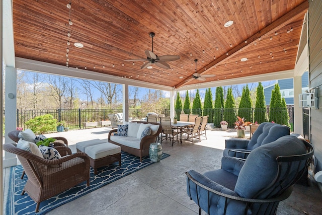 8153 Lilium Way, Plain City, OH 43064 - view of patio with fence, ceiling fan, an outdoor hangout area, and outdoor dining area
