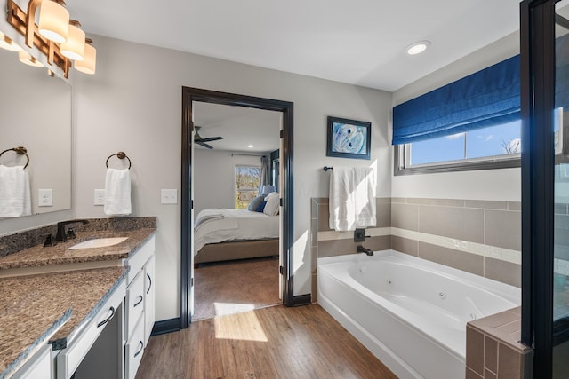 8153 Lilium Way, Plain City, OH 43064 - full bath featuring connected bathroom, wood finished floors, vanity, and plenty of natural light
