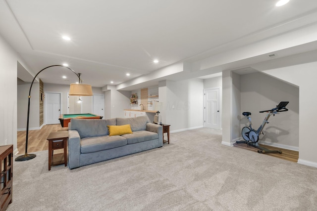 8153 Lilium Way, Plain City, OH 43064 - living room with recessed lighting, billiards, and light colored carpet