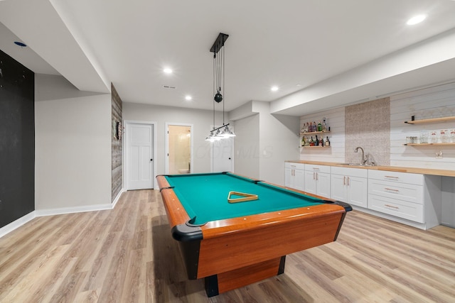 8153 Lilium Way, Plain City, OH 43064 - game room featuring wet bar, light wood-style floors, pool table, and a sink